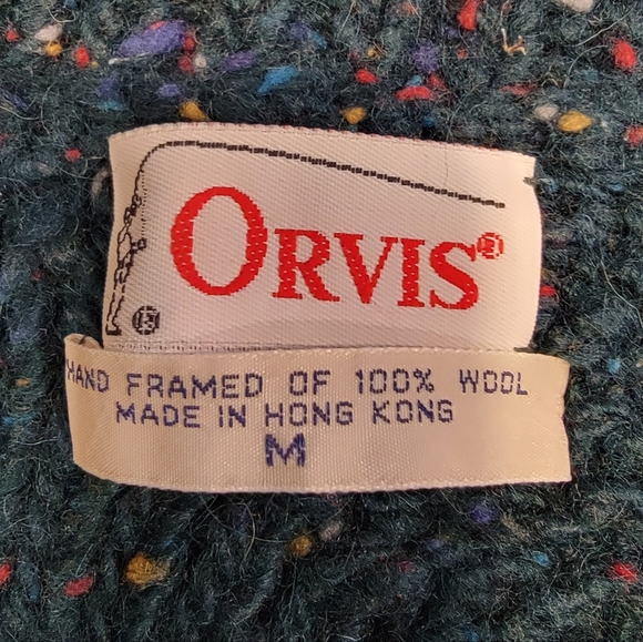 Vintage‎ Orvis Hand Framed 100% Wool Cardigan Teal Women's Large - Picture 6 of 9
